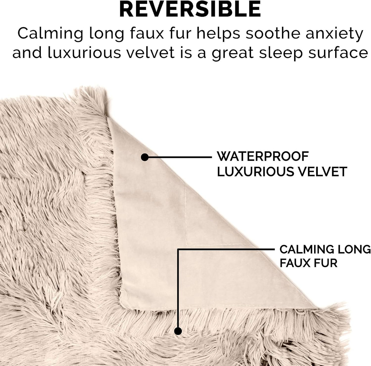 Waterproof Throw Blanket for Dogs & Indoor Cats, Washable - Shaggy Plush Calming Long Faux Fur & Velvet Dog Blanket - Gray, Large