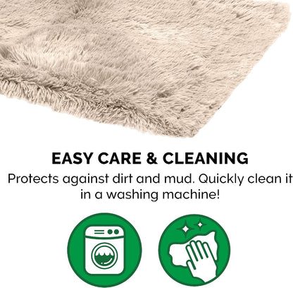 Waterproof Throw Blanket for Dogs & Indoor Cats, Washable - Shaggy Plush Calming Long Faux Fur & Velvet Dog Blanket - Gray, Large