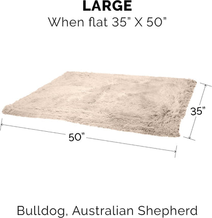 Waterproof Throw Blanket for Dogs & Indoor Cats, Washable - Shaggy Plush Calming Long Faux Fur & Velvet Dog Blanket - Gray, Large