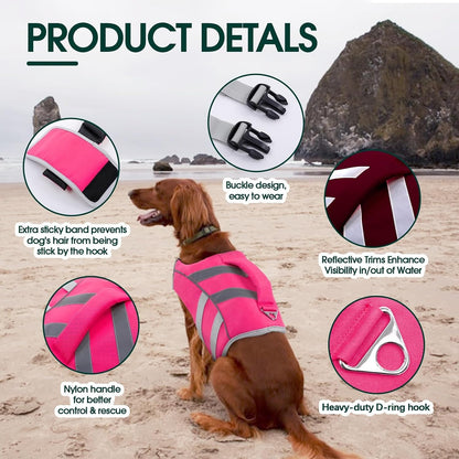 Reflective Dog Life Jacket, Dog Life Vest for Swimming Boating