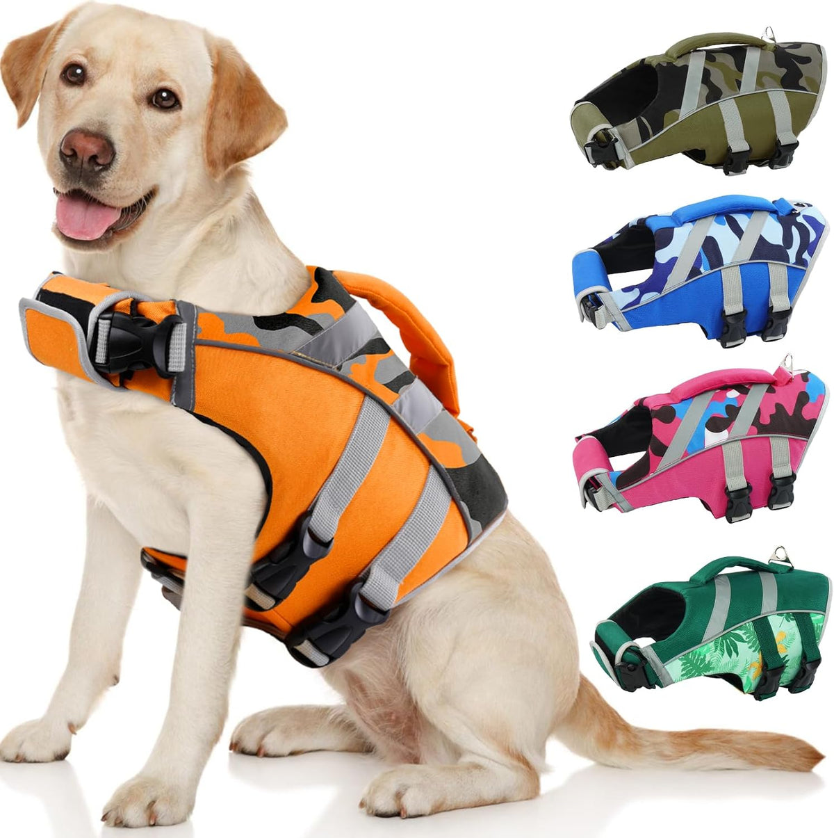 Reflective Dog Life Jacket, Dog Life Vest for Swimming Boating