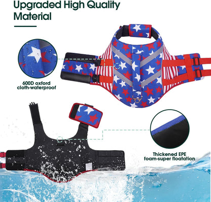 Reflective Dog Life Jacket, Dog Life Vest for Swimming Boating