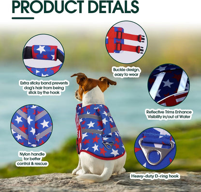 Reflective Dog Life Jacket, Dog Life Vest for Swimming Boating