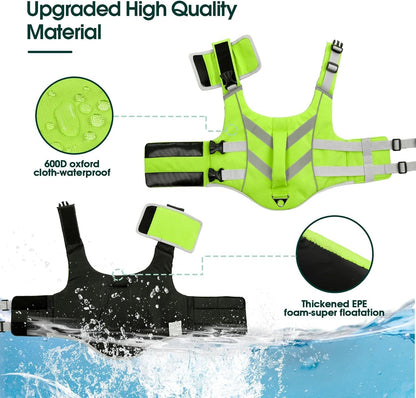 Reflective Dog Life Jacket, Dog Life Vest for Swimming Boating