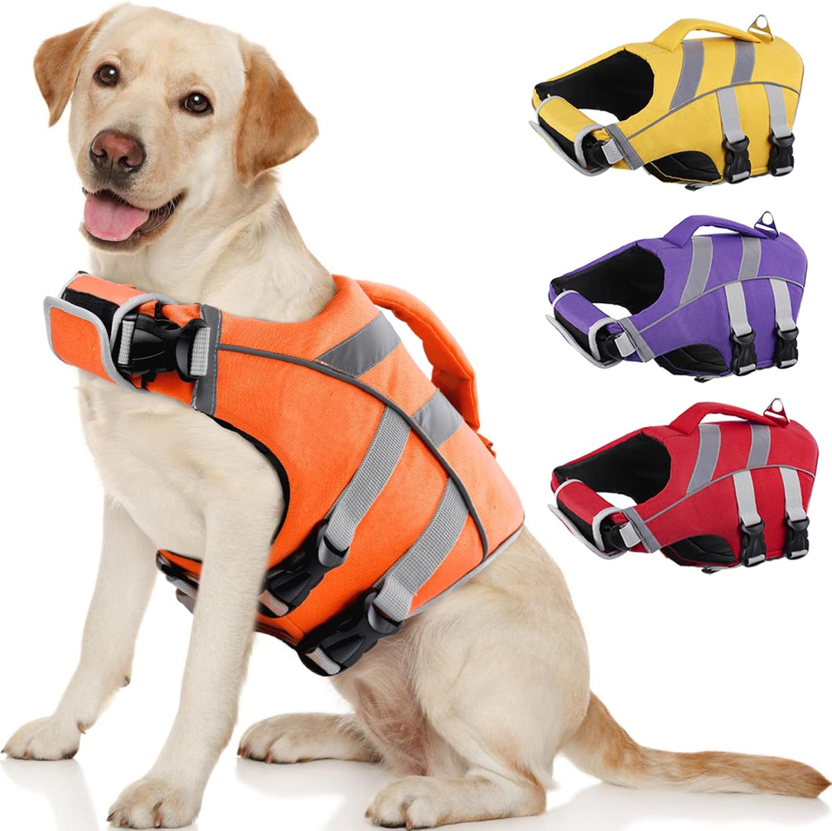 Reflective Dog Life Jacket, Dog Life Vest for Swimming Boating
