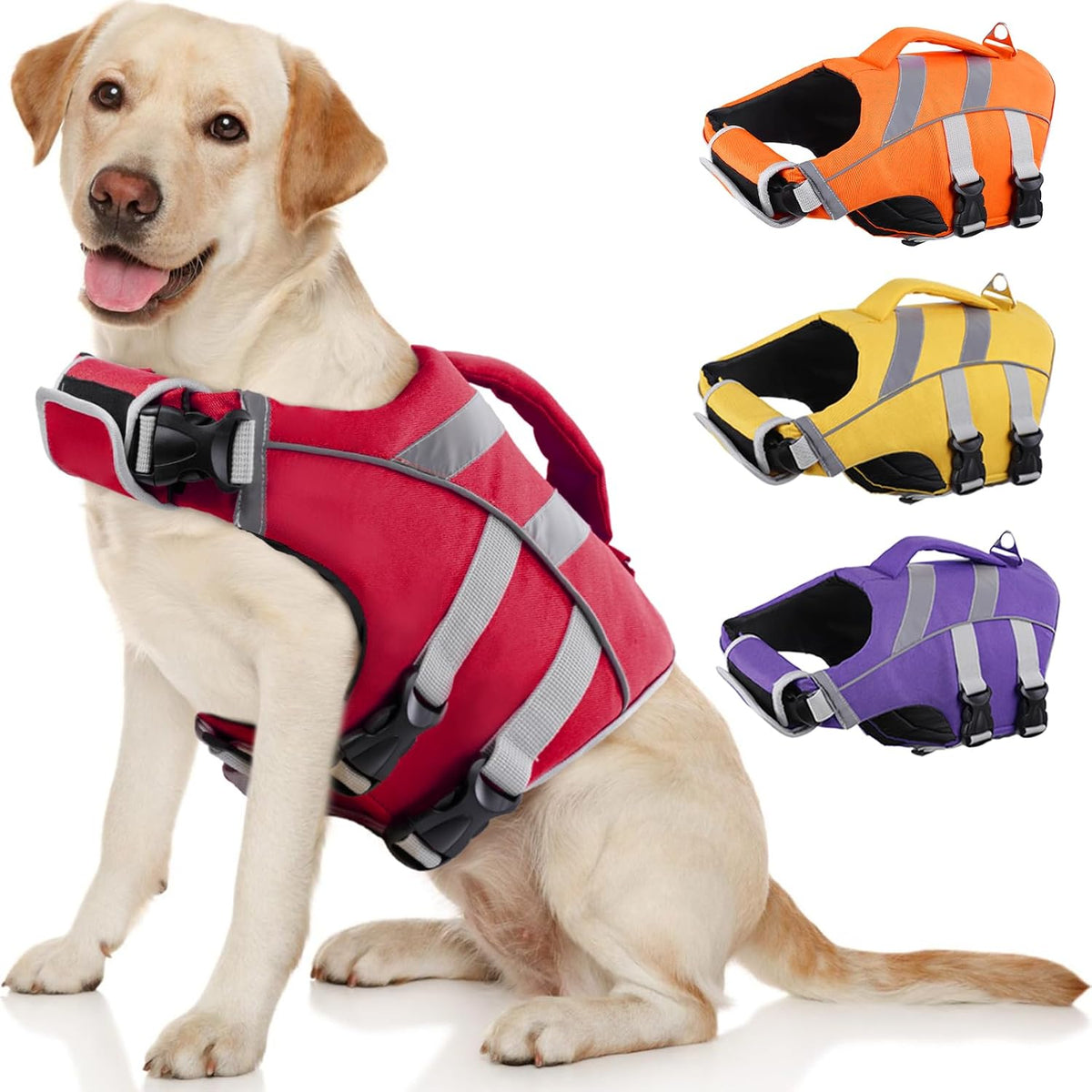 Reflective Dog Life Jacket, Dog Life Vest for Swimming Boating