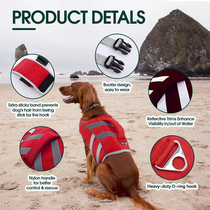 Reflective Dog Life Jacket, Dog Life Vest for Swimming Boating