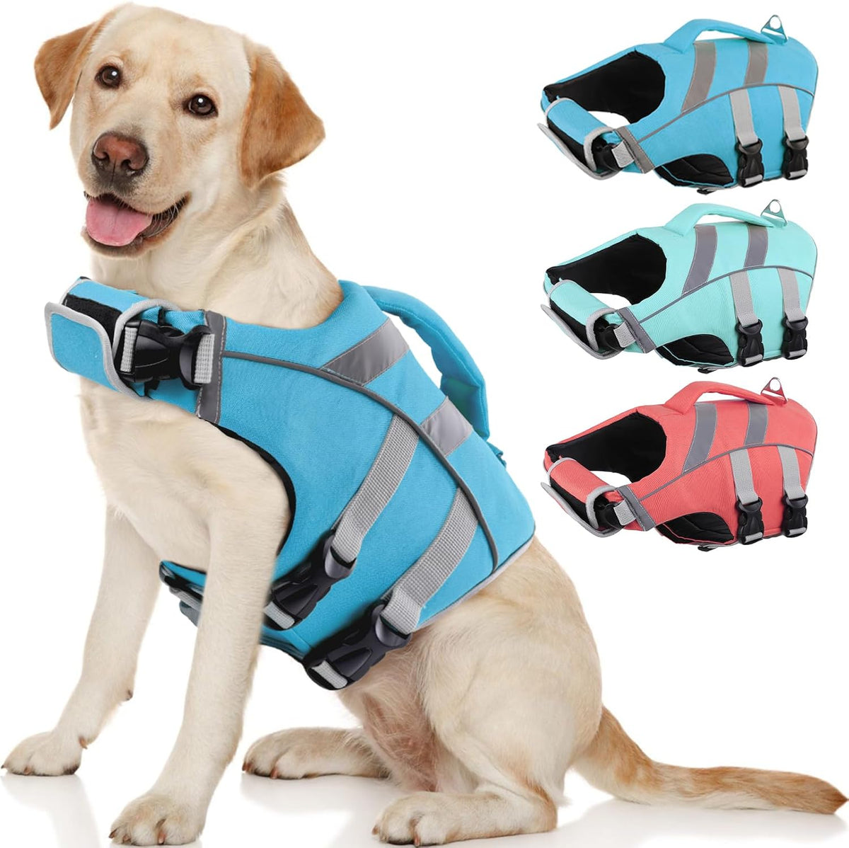 Reflective Dog Life Jacket, Dog Life Vest for Swimming Boating