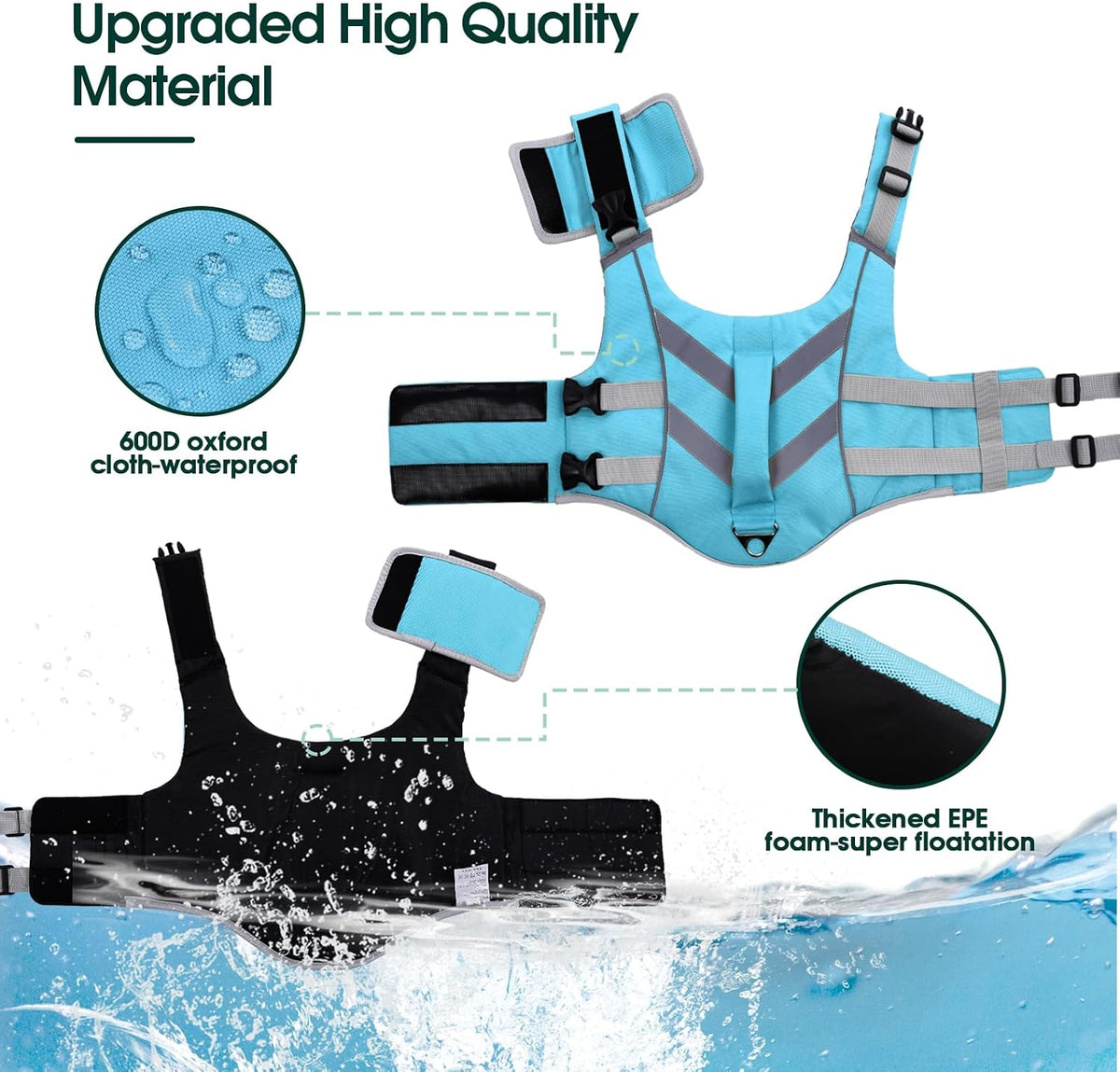 Reflective Dog Life Jacket, Dog Life Vest for Swimming Boating