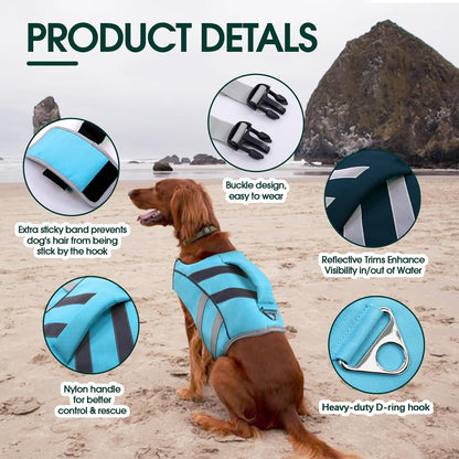 Reflective Dog Life Jacket, Dog Life Vest for Swimming Boating