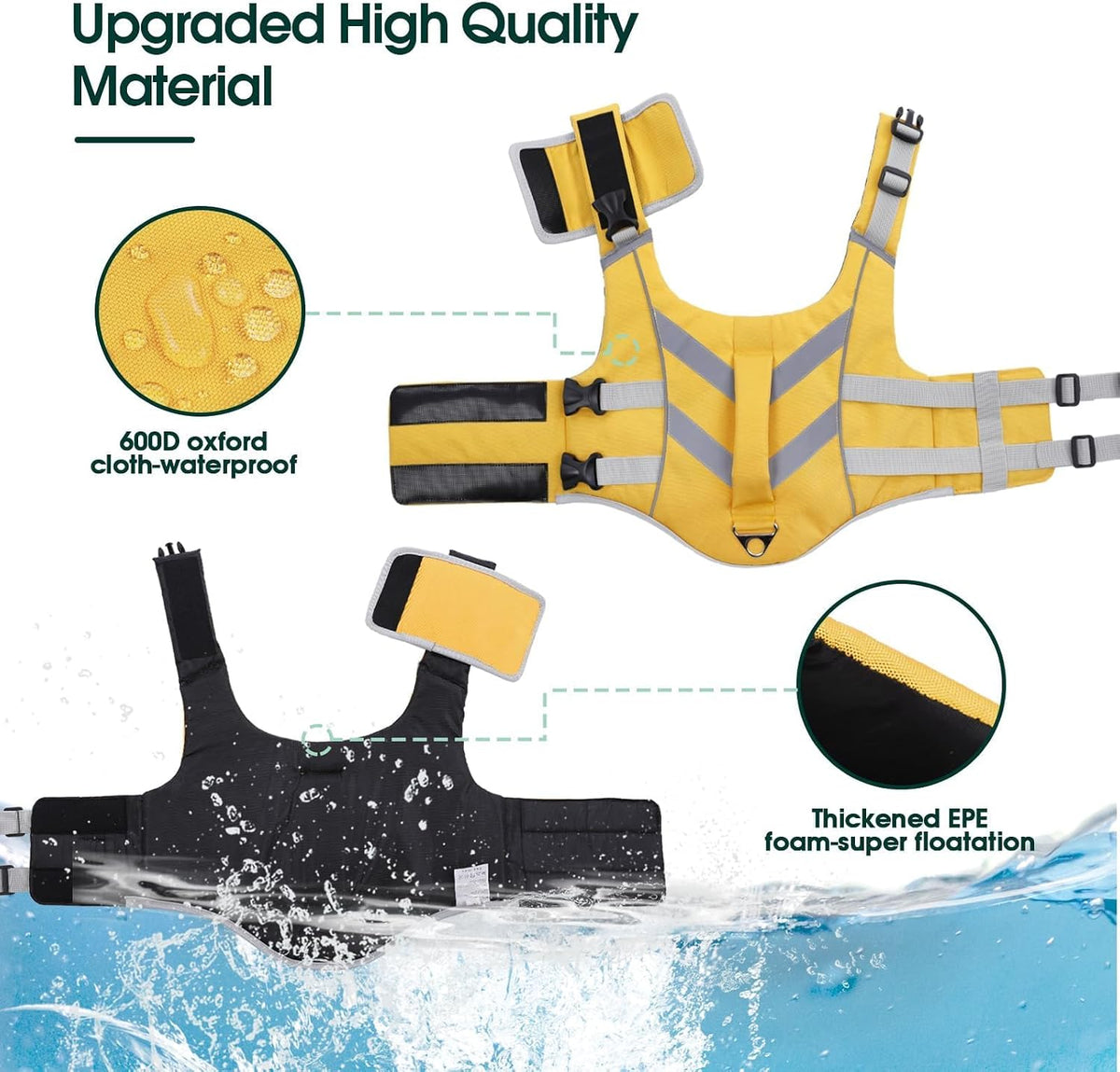 Reflective Dog Life Jacket, Dog Life Vest for Swimming Boating