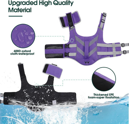 Reflective Dog Life Jacket, Dog Life Vest for Swimming Boating