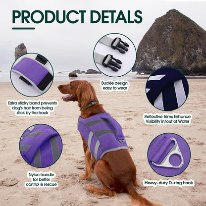 Reflective Dog Life Jacket, Dog Life Vest for Swimming Boating