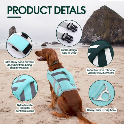 Reflective Dog Life Jacket, Dog Life Vest for Swimming Boating