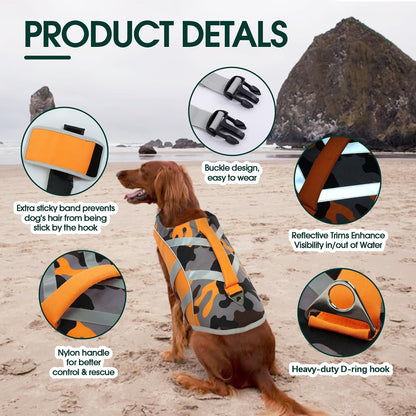 Reflective Dog Life Jacket, Dog Life Vest for Swimming Boating