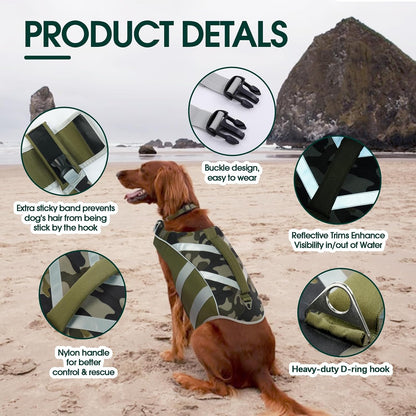 Reflective Dog Life Jacket, Dog Life Vest for Swimming Boating