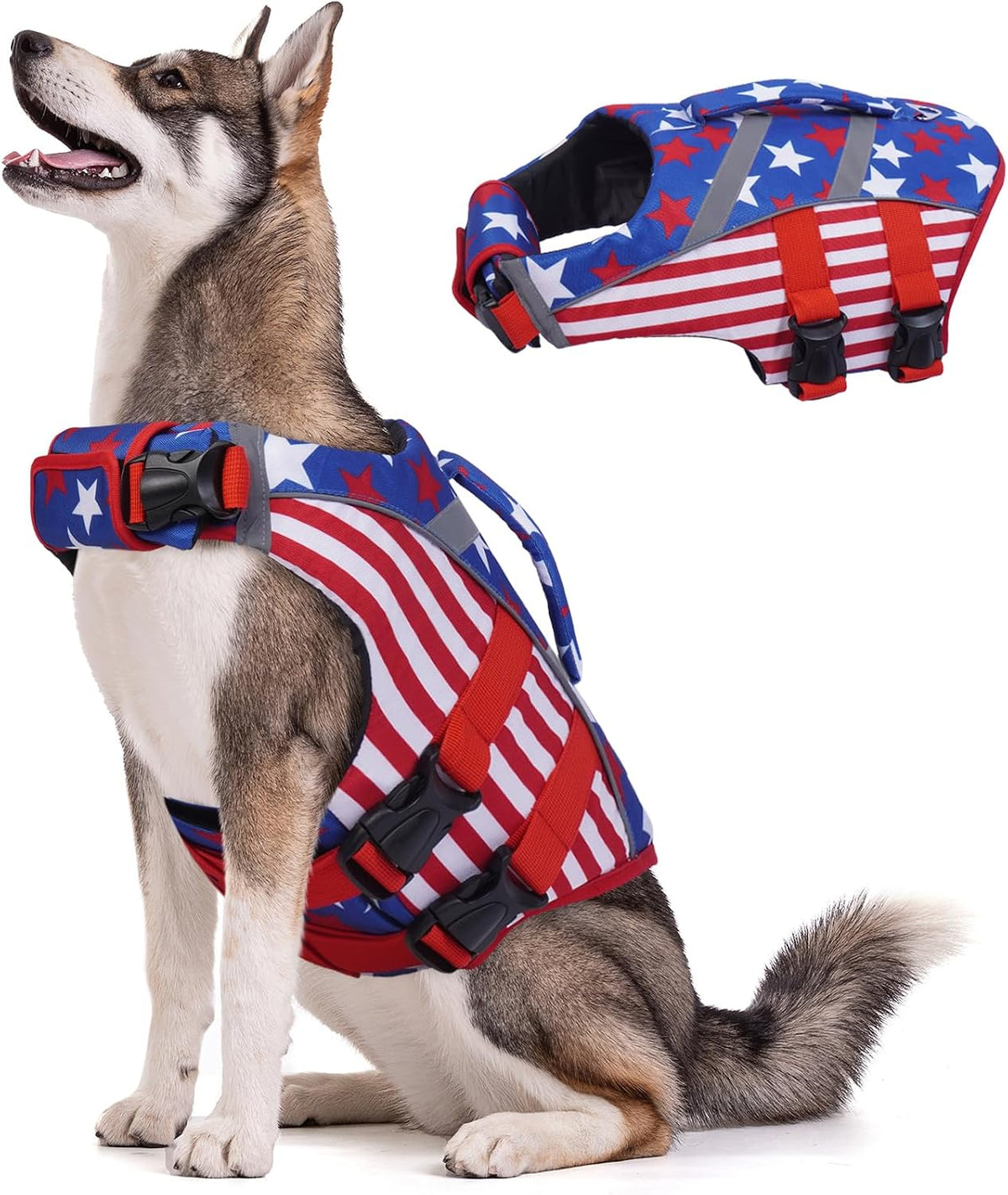 Reflective Dog Life Jacket, Dog Life Vest for Swimming Boating