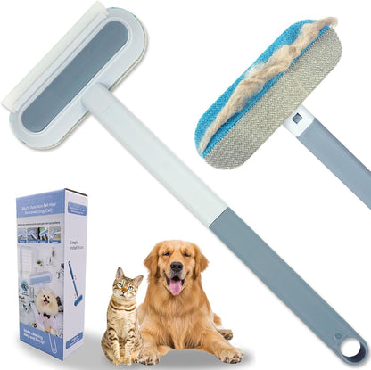 Magic Pet Hair Remover for Dog Cat Owner 2 Pieces, TikTok 4 in 1 Multifunctional Pet Hair Removal Tool for Couch Furniture Carpet Clothing, Reusable Washable Broom Brush for Window Tile Lint Cleaning