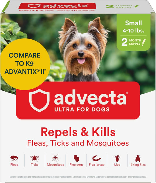 Ultra Flea and Tick Topical for Dogs 4-10 lbs, 2-Mo Supply