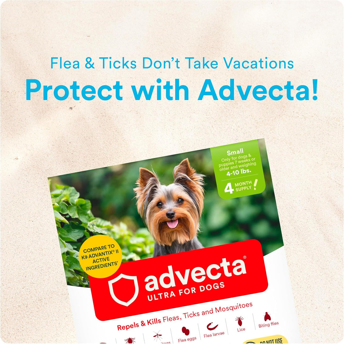 Ultra Flea and Tick Topical for Dogs 4-10 lbs, 2-Mo Supply