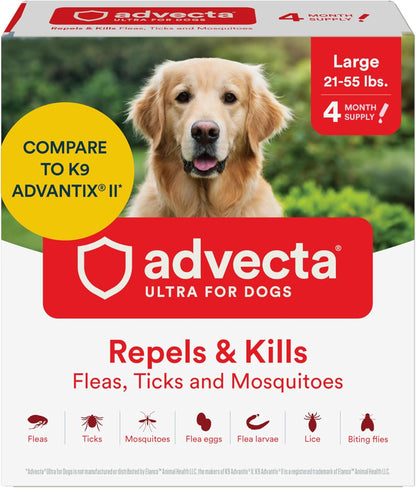 Ultra Flea and Tick Topical for Dogs 4-10 lbs, 2-Mo Supply