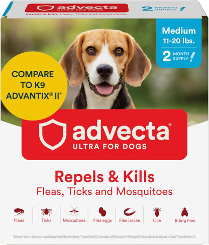 Ultra Flea and Tick Topical for Dogs 4-10 lbs, 2-Mo Supply