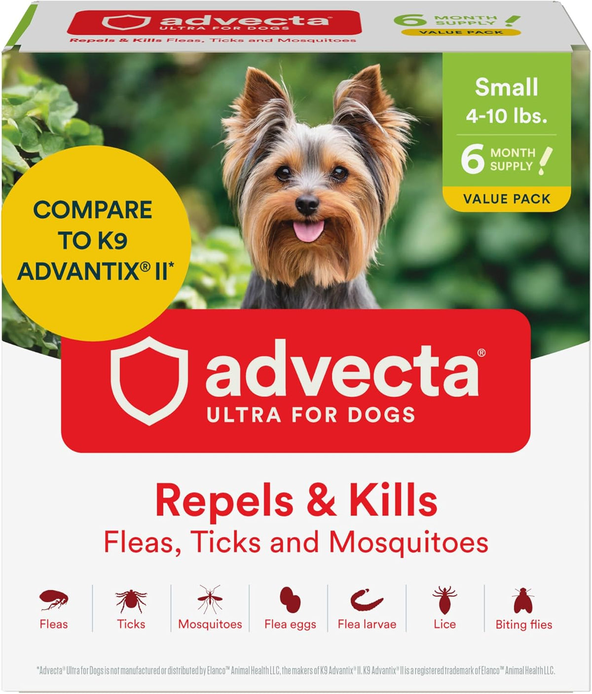 Ultra Flea and Tick Topical for Dogs 4-10 lbs, 2-Mo Supply