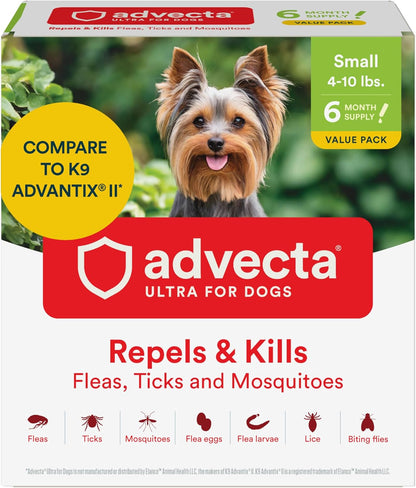 Ultra Flea and Tick Topical for Dogs 4-10 lbs, 2-Mo Supply