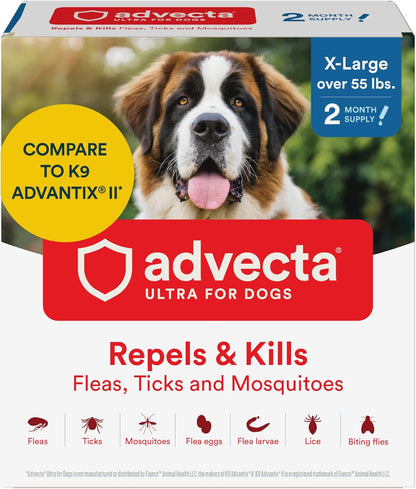 Ultra Flea and Tick Topical for Dogs 4-10 lbs, 2-Mo Supply