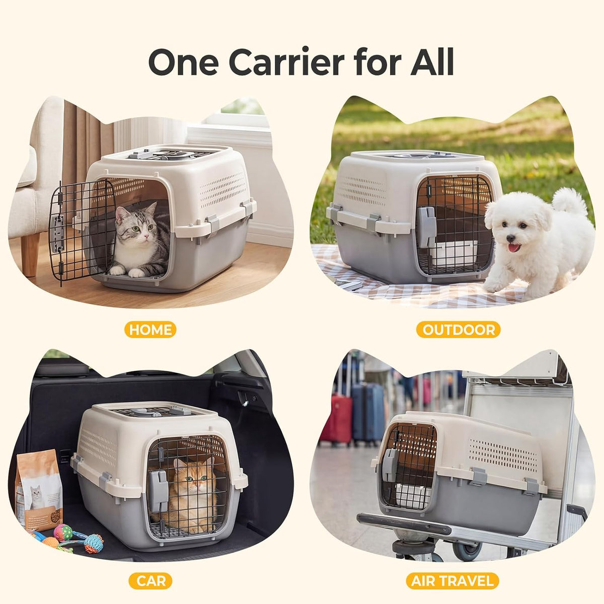 23" Hard-Sided Dog Carrier for Small Dogs & Cats, Grey & Blue
