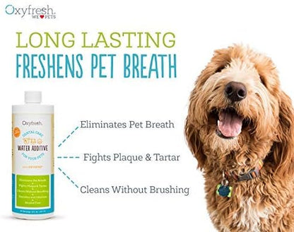 Premium Pet Dental Care Solution Pet Water Additive: Best Way to Eliminate Bad Dog Breath and Cat Bad Breath - Fights Tartar & Plaque - So Easy, Just Add to Water! Vet Recommended 16 oz.