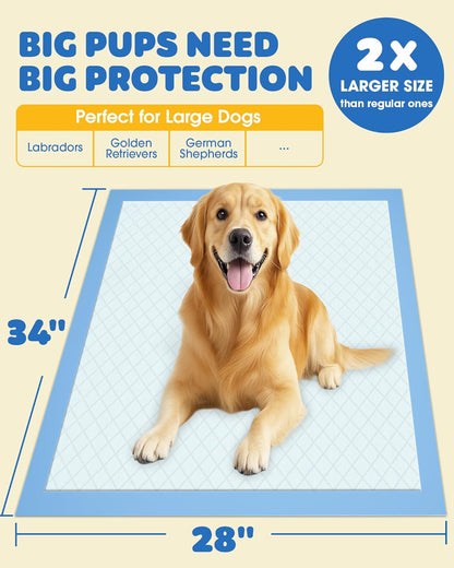 Puppy Pads for Dogs, 34x28 in, 6-Layer Leakproof