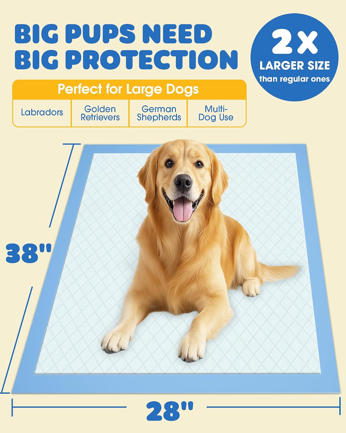 Puppy Pads for Dogs, 34x28 in, 6-Layer Leakproof