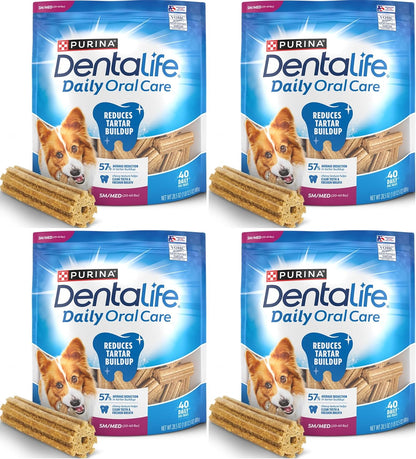 Daily Oral Care Dog Treats for Small and Medium Dogs, Chewy Dental Treat to Freshen Breath and Fight Tartar, Chicken Flavor - 40 ct. Pouch