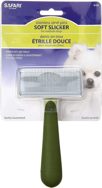 Safari Dog Soft Slicker Brush - Dog Grooming Brush for Shedding - for Dogs with Short, Medium and Long Hair - Small - 6.5" x 2.5"