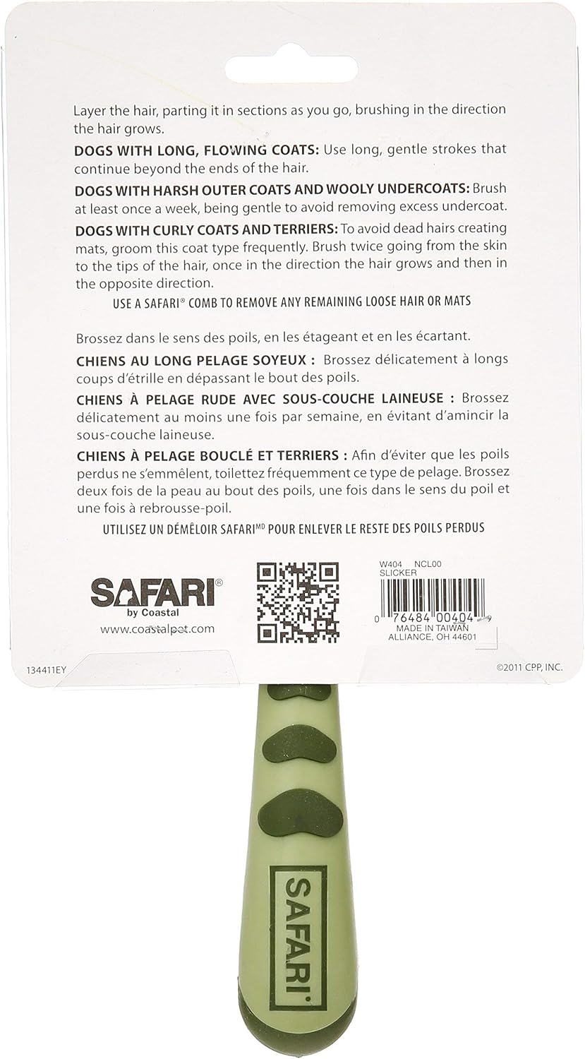 Safari Dog Soft Slicker Brush - Dog Grooming Brush for Shedding - for Dogs with Short, Medium and Long Hair - Small - 6.5" x 2.5"