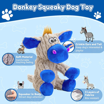 Plush Chew Toys for Large Dogs, Tough Crinkle Stuffed Animal Squeaky Interactive Toys for Small Medium Large Dogs, Keep Them Busy, Big Pet Toys
