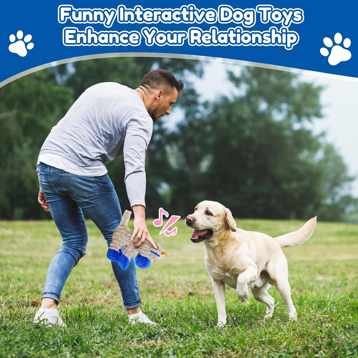 Plush Chew Toys for Large Dogs, Tough Crinkle Stuffed Animal Squeaky Interactive Toys for Small Medium Large Dogs, Keep Them Busy, Big Pet Toys