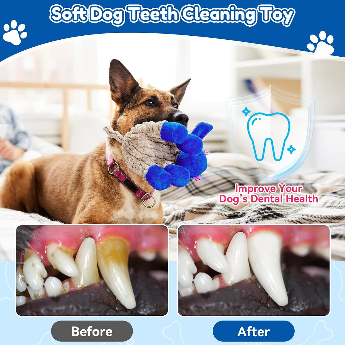 Plush Chew Toys for Large Dogs, Tough Crinkle Stuffed Animal Squeaky Interactive Toys for Small Medium Large Dogs, Keep Them Busy, Big Pet Toys
