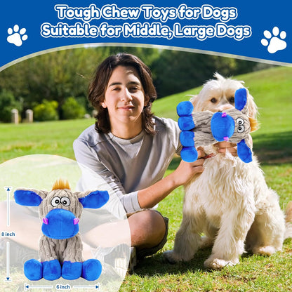 Plush Chew Toys for Large Dogs, Tough Crinkle Stuffed Animal Squeaky Interactive Toys for Small Medium Large Dogs, Keep Them Busy, Big Pet Toys