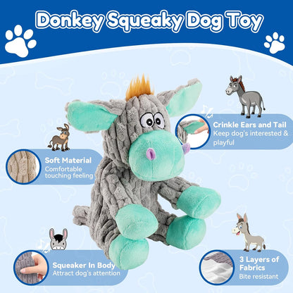 Plush Chew Toys for Large Dogs, Tough Crinkle Stuffed Animal Squeaky Interactive Toys for Small Medium Large Dogs, Keep Them Busy, Big Pet Toys