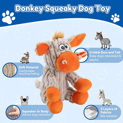 Plush Chew Toys for Large Dogs, Tough Crinkle Stuffed Animal Squeaky Interactive Toys for Small Medium Large Dogs, Keep Them Busy, Big Pet Toys