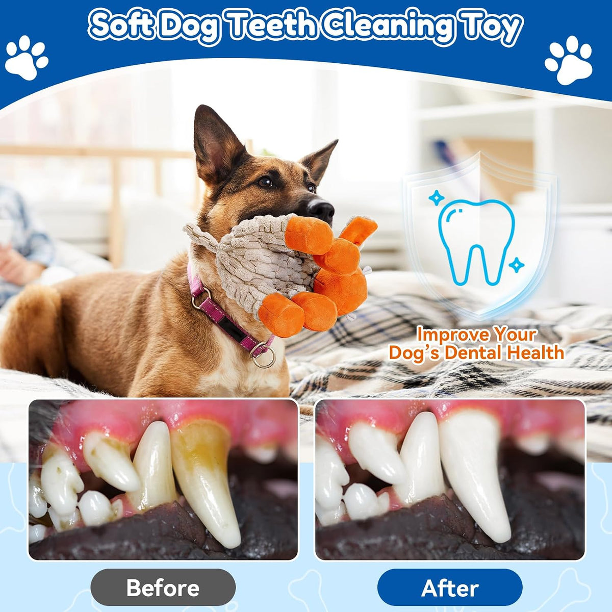 Plush Chew Toys for Large Dogs, Tough Crinkle Stuffed Animal Squeaky Interactive Toys for Small Medium Large Dogs, Keep Them Busy, Big Pet Toys