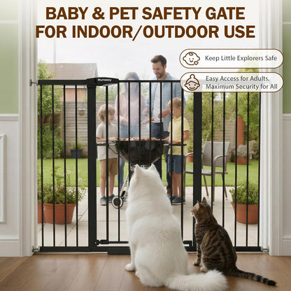Mumeasy 29.7-57" Extra Wide Baby Gate for Doorways, Auto Close Dog Gate Indoor for Stairs, No-Drill Pressure Mounted Pet Gate with Door, Easy Walk Thru Long&Large Safety Gate for House, Outdoor, White