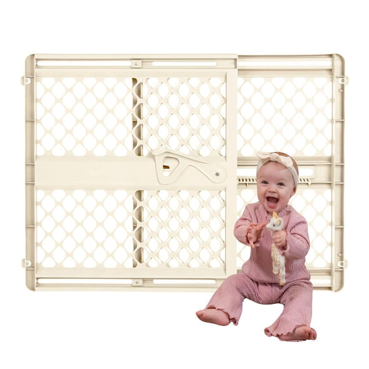 Supergate Ergo Baby Gate: Plastic Baby Gate for Stairs & Doorways - Adjustable Indoor Safety Gate - Made in USA - 26 to 42 Inches Wide - 26 Inches Tall - Sand
