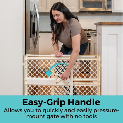 Supergate Ergo Baby Gate: Plastic Baby Gate for Stairs & Doorways - Adjustable Indoor Safety Gate - Made in USA - 26 to 42 Inches Wide - 26 Inches Tall - Sand