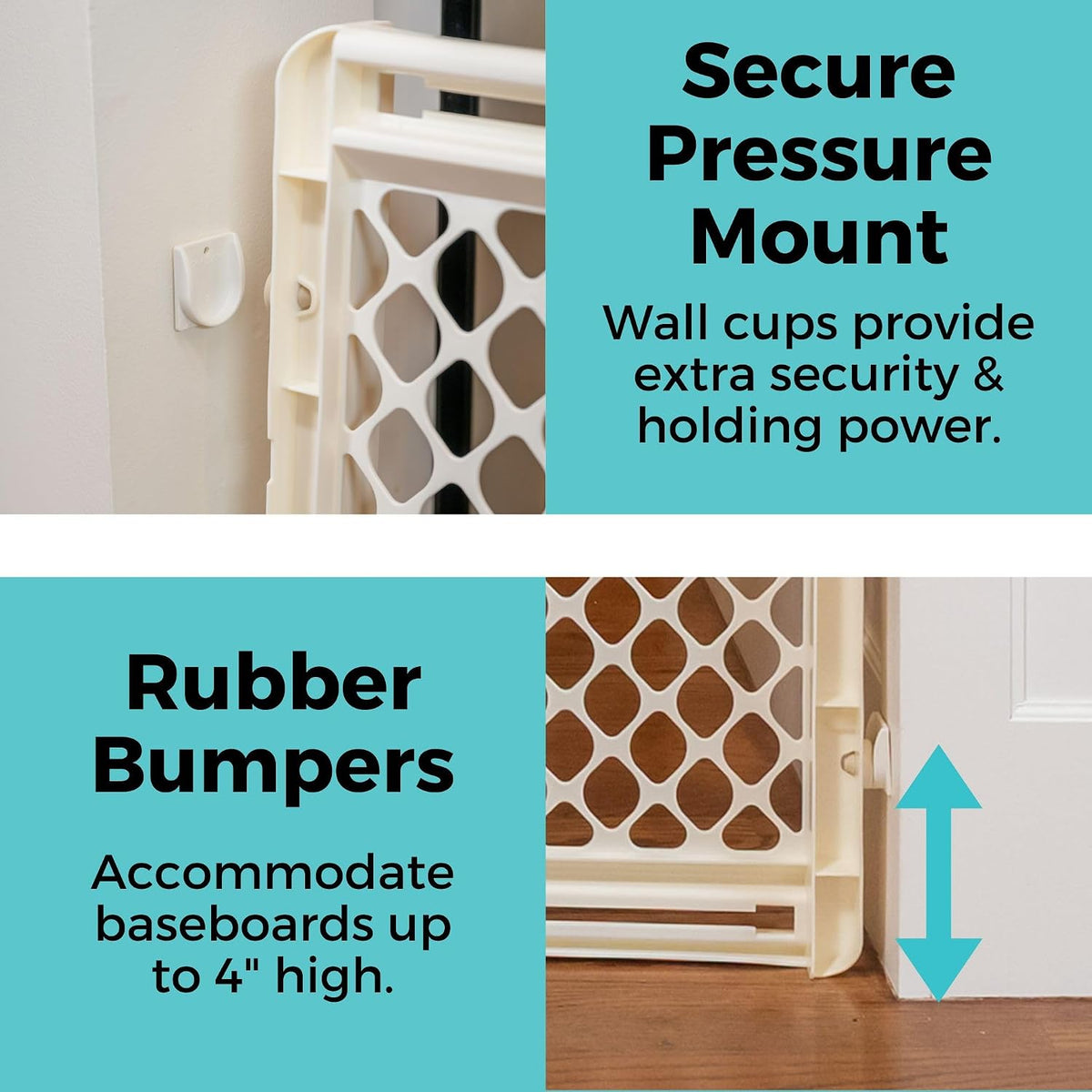 Supergate Ergo Baby Gate: Plastic Baby Gate for Stairs & Doorways - Adjustable Indoor Safety Gate - Made in USA - 26 to 42 Inches Wide - 26 Inches Tall - Sand