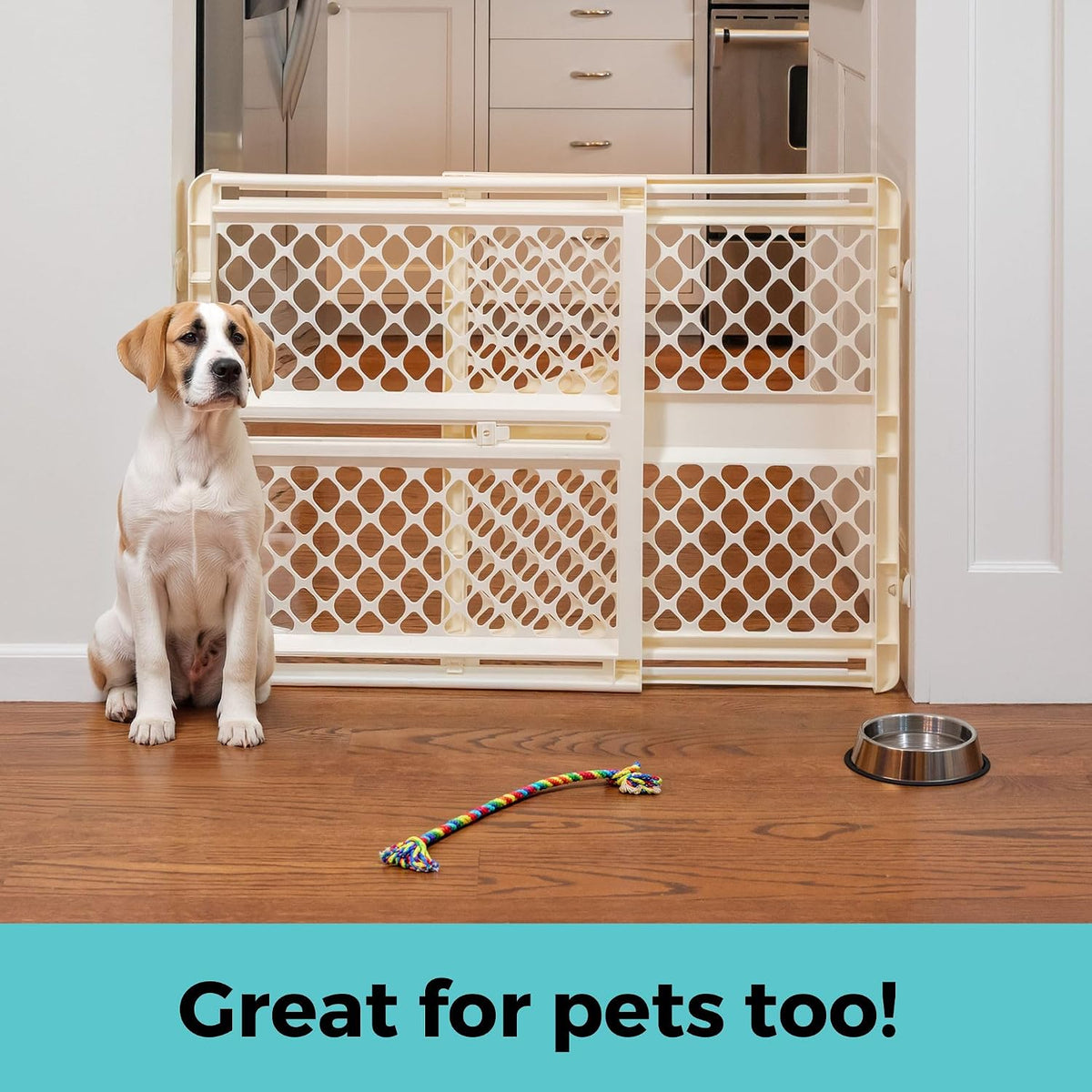 Supergate Ergo Baby Gate: Plastic Baby Gate for Stairs & Doorways - Adjustable Indoor Safety Gate - Made in USA - 26 to 42 Inches Wide - 26 Inches Tall - Sand