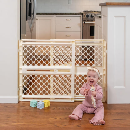Supergate Ergo Baby Gate: Plastic Baby Gate for Stairs & Doorways - Adjustable Indoor Safety Gate - Made in USA - 26 to 42 Inches Wide - 26 Inches Tall - Sand