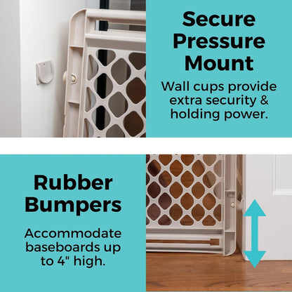 Supergate Ergo Baby Gate: Plastic Baby Gate for Stairs & Doorways - Adjustable Indoor Safety Gate - Made in USA - 26 to 42 Inches Wide - 26 Inches Tall - Sand